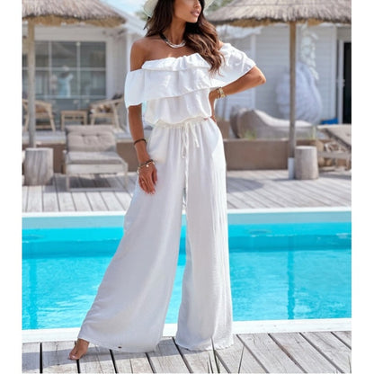 🌞Summer Sale🌺 Women’s Off - Shoulder Ruffle Jumpsuit – 60% OFF