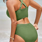 🏆Only £11.99 Last Day Promotion!🎁 👙Textured Knot-Front High-Waisted Bikini Set
