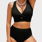 🏆Only £11.99 Last Day Promotion!🎁 👙Textured Knot-Front High-Waisted Bikini Set