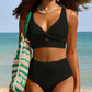 🏆Only £11.99 Last Day Promotion!🎁 👙Textured Knot-Front High-Waisted Bikini Set