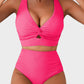 🏆Only £11.99 Last Day Promotion!🎁 👙Textured Knot-Front High-Waisted Bikini Set