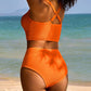 🏆Only £11.99 Last Day Promotion!🎁 👙Textured Knot-Front High-Waisted Bikini Set