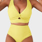 🏆Only £11.99 Last Day Promotion!🎁 👙Textured Knot-Front High-Waisted Bikini Set