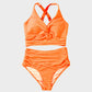 🏆Only £11.99 Last Day Promotion!🎁 👙Textured Knot-Front High-Waisted Bikini Set