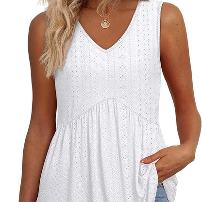 ⏰Hot Sale 50%!🚀Buy 2 get 5% off🎁Women’s Casual V-Neck Floral Ruffles Sleeveless Top