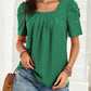 🔥Hot Sale 49%💥Women's Hollow Pleated Short Sleeves Square Neck Knit T Shirts Tops
