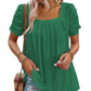 🔥Hot Sale 49%💥Women's Hollow Pleated Short Sleeves Square Neck Knit T Shirts Tops