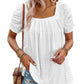 🔥Hot Sale 49%💥Women's Hollow Pleated Short Sleeves Square Neck Knit T Shirts Tops