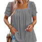 🔥Hot Sale 49%💥Women's Hollow Pleated Short Sleeves Square Neck Knit T Shirts Tops