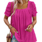 🔥Hot Sale 49%💥Women's Hollow Pleated Short Sleeves Square Neck Knit T Shirts Tops