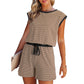 🎁Last Day Sale 49% OFF🔥Women's striped top with long sleeves Shorts 2-piece set