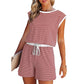🎁Last Day Sale 49% OFF🔥Women's striped top with long sleeves Shorts 2-piece set