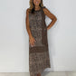 💥Last Day Special Sale 50% OFF💝👗Women's Leopard Print Tie Neck Sleeveless Long Dresses