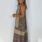 💥Last Day Special Sale 50% OFF💝👗Women's Leopard Print Tie Neck Sleeveless Long Dresses