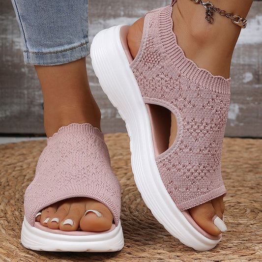 💖LAST DAY SALE 50% OFF💷2026 Women's Breathable Knit Platform Sandals