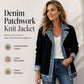 ⌛⏰Last Day 50% OFF🎁🧥Women's Elegant Denim Spliced Ribbed Knit Coat